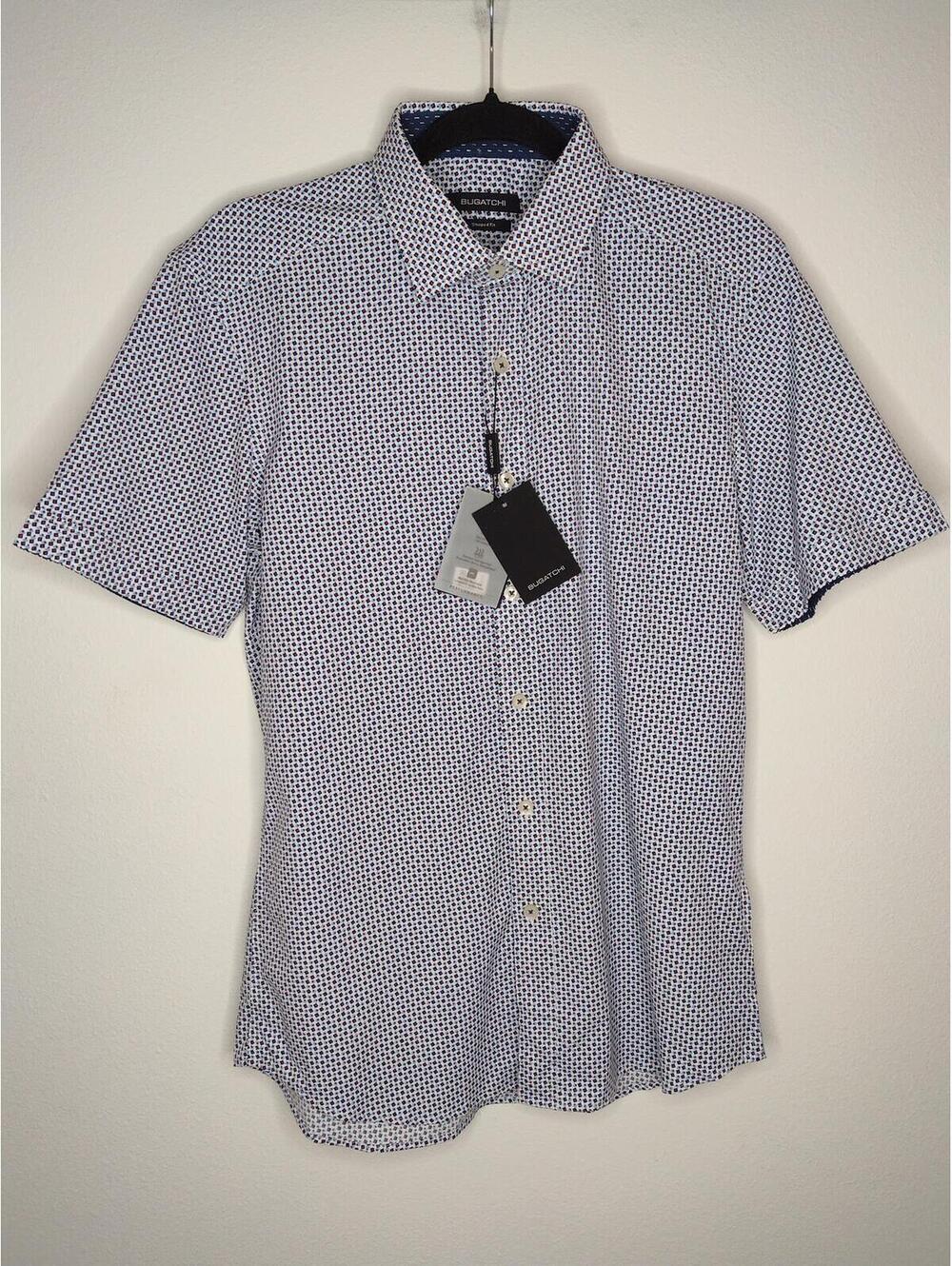 NWT Bugatchi Men's Blue/Red/Ruby Dress Shirt Size Small